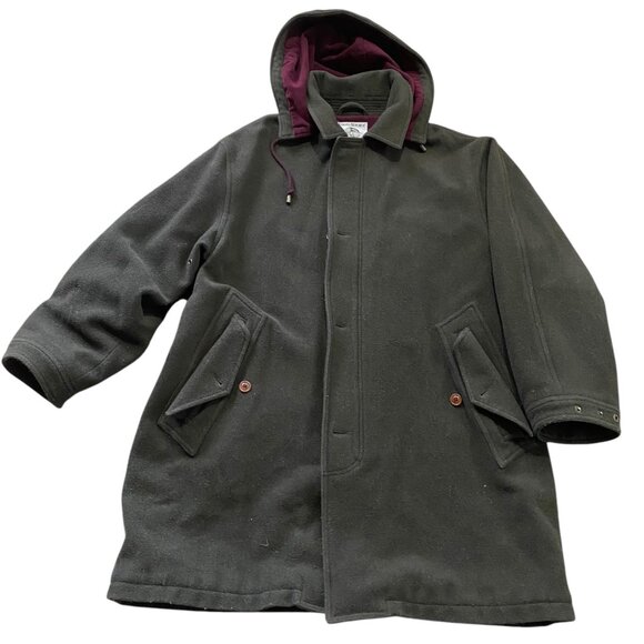 Vintage Banana Republic Adventure Outfitters Hooded Wool Coat Parka Army Green M - Picture 1 of 16